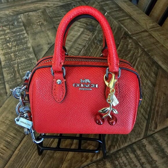 ✨️NWT Mini Coach Rowan Satchel Bag Charm Red✨️ - Picture 1 of 8